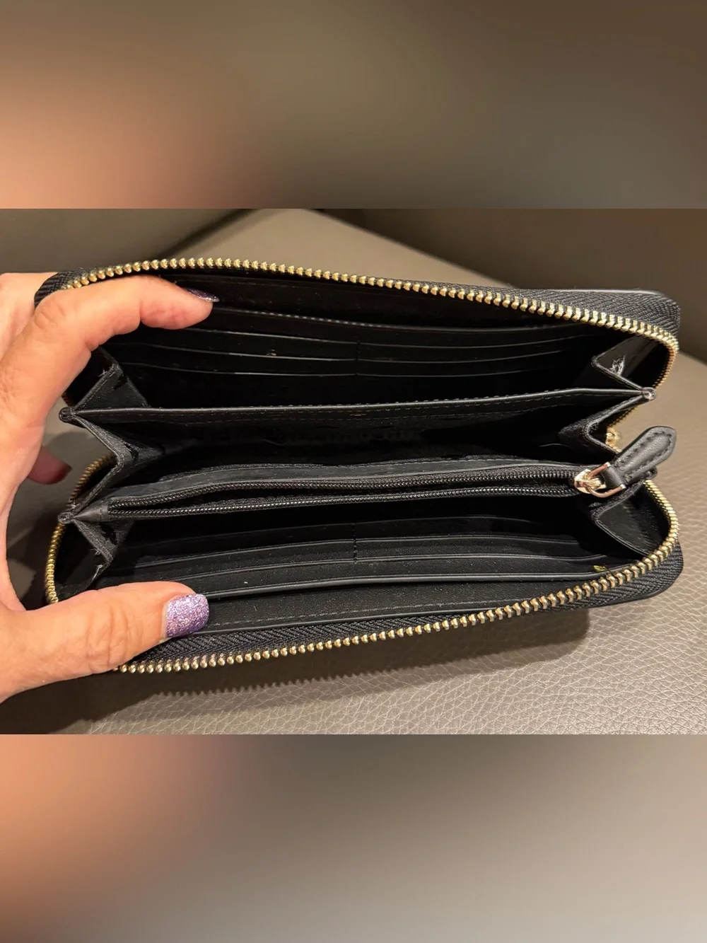 kate spade Black Floral Zip Around Wallet